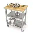 CARRITO DE COCINA - mod. 692700 auxilium - de acero inox - encimera de carpe blanco en listones - simple sin cajón