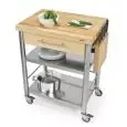 CARRITO DE COCINA - mod. 692701 auxilium - de acero inox - encimera y coberturas de carpe blanco en listones - con n.1 cajón
