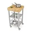 CARRITO DE COCINA - mod. 693500 auxilium - de acero inox - encimera de carpe blanco teselado - simple sin cajón