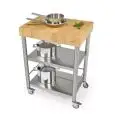 CARRITO DE COCINA - mod. 693700 auxilium - de acero inox - encimera de carpe blanco teselado - simple sin cajón
