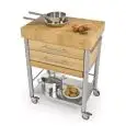 CARRITO DE COCINA - mod. 693702 auxilium - de acero inox - encimera teselada y coberturas de carpe blanco en listones - con n.2 cajones