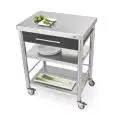 CARRITO DE COCINA - mod. 689701 auxilium - de acero inox - coberturas de Corian nero - con n.1 cajón