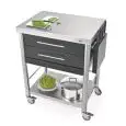 CARRITO DE COCINA - mod. 689702 auxilium - de acero inox - coberturas de Corian nero - con n 2 cajones