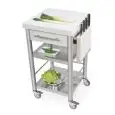 CARRITO DE COCINA - mod. 690501 auxilium - de acero inox - encimera y coberturas de Corian blanco - con n.1 cajón