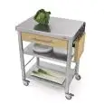 CARRITO DE COCINA - mod. 691701 auxilium - de acero inox - encimera de acero inox y coberturas de carpe blanco - con n.1 cajón