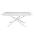 Mesa - color blanco - Tablero extensible en cristal, Espesor 10 mm, estructura en metal pintado - Modelo 1442-A58A-01