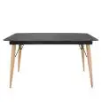 Mesa - color negro - Estructura en metal pintado e madera, tablero extensible en cristal efecto piedra, Espesor 10,5 mm - Modelo 1445-A75GA-01