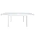 Mesa - color blanco - Estructura en metal pintado, tablero extensible en cristal, Espesor 8 mm - Modelo 1460-78dta-blanco-lungo