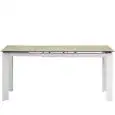 Mesa - color blanco - Estructura en metal pintado, tablero extensible en vidrio- Modelo 1467-73DTN-01