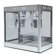 MÁQUINA DE PALOMITAS DE MAÍZ - MOD. DOPPIO - N. 2 OLLAS utilizables por separado - Cocción tradicional con aceite - Modalidad de cocción estándar o rápida - Mezclador automático - Termóstato - Capacidad gr. 600 + 600/3 minutos - Potencia 3400 W - Alimenta