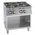 COCINA DE GAS - MOD. CG740G - N. 4 FUEGOS - LLAMA PILOTO - COMPARTIMENTO ABIERTO - POTENCIA Kw 24 - Dimensiones Cm L 80 X P 70 X h 90 - Peso Kg 80