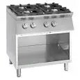 COCINA DE GAS - MOD. ECG740G - N. 4 FUEGOS - LLAMA PILOTO - COMPARTIMENTO ABIERTO - POTENCIA Kw 19 - Dimensiones Cm L 80 X P 70 X h 90 - Peso Kg 80
