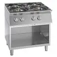 COCINA DE GAS - MOD. CG940G - N. 4 FUEGOS - LLAMA PILOTO - COMPARTIMENTO ABIERTO - POTENCIA Kw 32 - Dimensiones Cm L 80 X P 90 X h 90 - Peso Kg 115
