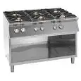 COCINA DE GAS - MOD. CG960G - N. 6 FUEGOS - LLAMA PILOTO - COMPARTIMENTO ABIERTO - POTENCIA Kw 48 - Dimensiones Cm L 120 X P 90 X h 90 - Peso Kg 175
