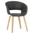 Poltroncina - color negro - Estructura en madera multistrato di haya, scocca imbottita, rivestimento en ecopelle - Modelo 1587-YG101-P13-negro