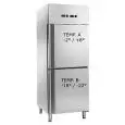 ARMARIO FRIGORÍFICO DE ACERO INOX - Ventilado - Combinato TN+BT - Mod. AK600DTV - Gastronorm 2/1 (cm 65x53) - N. 2 PUERTAS - Capacidad lt 225 + lt 225 - Temperatura -2°/+8°C / -18°/-22° C - Dim. cm L 68 x P 86 x 197 H - CE