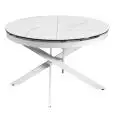 Mesa - color blanco - Estructura en metal pintado, tablero extensible en vitrocerámica Espesor 11 mm, extensión en MDF lacada - Modelo 1594-DE86T-chiuso