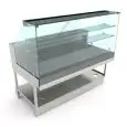 VITRINA NEUTRA SNACK - MOD. VSNVAD - Semiacabado, por panelar - CRISTALES ALTOS y RECTOS - Superficie de exposición de acero inox AISI 304 - Homologación CE - Profundidad de la superficie de exposición: 66,5 CM