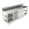 BAJO MOSTRADOR BAR REFRIGERADO - SEMIACABADO - MOD. BBR25CB2V - Alimentación monofásica V230/50hz - Con predisposición para la BARRA - Encimera INCLINADA - CON UNIDAD CONDENSADORA INCORPORADA - Medidas cm L 250 x P 70 x h 113,1