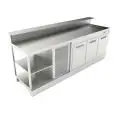 BAJO MOSTRADOR BAR REFRIGERADO - SEMIACABADO - MOD. BBR25CB3V - Alimentación monofásica V230/50hz - Con predisposición para la BARRA - Encimera INCLINADA - CON UNIDAD CONDENSADORA INCORPORADA - Medidas cm L 250 x P 70 x h 113,1