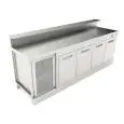 BAJO MOSTRADOR BAR REFRIGERADO - SEMIACABADO - MOD. BBR25CB4V - Alimentación monofásica V230/50hz - Con predisposición para la BARRA - Encimera INCLINADA - CON UNIDAD CONDENSADORA INCORPORADA - Medidas cm L 250 x P 70 x h 113,1