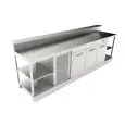 BAJO MOSTRADOR BAR REFRIGERADO - SEMIACABADO - MOD. BBR30CB3V - Alimentación monofásica V230/50hz - Con predisposición para la BARRA - Encimera INCLINADA - CON UNIDAD CONDENSADORA INCORPORADA - Medidas cm L 300 x P 70 x h 113,1