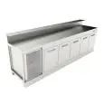 BAJO MOSTRADOR BAR REFRIGERADO - SEMIACABADO - MOD. BBR30CB5V - Alimentación monofásica V230/50hz - Con predisposición para la BARRA - Encimera INCLINADA - CON UNIDAD CONDENSADORA INCORPORADA - Medidas cm L 300 x P 70 x h 113,1
