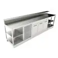 BAJO MOSTRADOR BAR REFRIGERADO - SEMIACABADO - MOD. BBR35CB3V - Alimentación monofásica V230/50hz - Con predisposición para la BARRA - Encimera INCLINADA - CON UNIDAD CONDENSADORA INCORPORADA - Medidas cm L 350 x P 70 x h 113,1