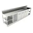BAJO MOSTRADOR BAR REFRIGERADO - SEMIACABADO - MOD. BBR35CB4V - Alimentación monofásica V230/50hz - Con predisposición para la BARRA - Encimera INCLINADA - CON UNIDAD CONDENSADORA INCORPORADA - Medidas cm L 350 x P 70 x h 113,1
