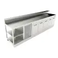 BAJO MOSTRADOR BAR REFRIGERADO - SEMIACABADO - MOD. BBR35CB5V - Alimentación monofásica V230/50hz - Con predisposición para la BARRA - Encimera INCLINADA - CON UNIDAD CONDENSADORA INCORPORADA - Medidas cm L 350 x P 70 x h 113,1