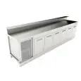 BAJO MOSTRADOR BAR REFRIGERADO - SEMIACABADO - MOD. BBR35CB6V - Alimentación monofásica V230/50hz - Con predisposición para la BARRA - Encimera INCLINADA - CON UNIDAD CONDENSADORA INCORPORADA - Medidas cm L 350 x P 70 x h 113,1