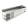 BAJO MOSTRADOR BAR REFRIGERADO - SEMIACABADO - MOD. BBR40CB5V - Alimentación monofásica V230/50hz - Con predisposición para la BARRA - Encimera INCLINADA - CON UNIDAD CONDENSADORA INCORPORADA - Medidas cm L 400 x P 70 x h 113,1