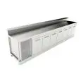 BAJO MOSTRADOR BAR REFRIGERADO - SEMIACABADO - MOD. BBR40CB7V - Alimentación monofásica V230/50hz - Con predisposición para la BARRA - Encimera INCLINADA - CON UNIDAD CONDENSADORA INCORPORADA - Medidas cm L 400 x P 70 x h 113,1