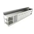 BAJO MOSTRADOR BAR REFRIGERADO - SEMIACABADO - MOD. BBR45CB6V - Alimentación monofásica V230/50hz - Con predisposición para la BARRA - Encimera INCLINADA - CON UNIDAD CONDENSADORA INCORPORADA - Medidas cm L 450 x P 70 x h 113,1