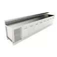 BAJO MOSTRADOR BAR REFRIGERADO - SEMIACABADO - MOD. BBR45CB8V - Alimentación monofásica V230/50hz - Con predisposición para la BARRA - Encimera INCLINADA - CON UNIDAD CONDENSADORA INCORPORADA - Medidas cm L 450 x P 70 x h 113,1