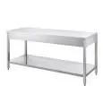 Mesa de trabajo Inox - patas cuadradas 4x4cm - con estante inferior - encimera de 4 cm de espesor
