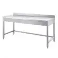 Mesa de trabajo Inox - patas cuadradas 4x4cm y 3 traviesas - Encimera de 4 cm de espesor - con peto posterior