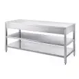Mesa de trabajo Inox - patas cuadradas 4x4cm - con 2 estantes inferiores - encimera de 4 cm de espesor