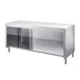 Mesa de trabajo Inox con armario abierto - Encimera de 4 cm de espesor