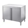 Mesa de trabajo Inox con armario y puertas batientes - Encimera de 4 cm de espesor