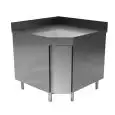 Mesa de trabajo angular de 90° - con armario y puerta - Encimera de 4 cm de espesor - con peto posterior