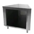 Mueble autoservicio angular interior de 45° con reserva abierta - Estructura inox con acabado scotch brite - Largo cm 104 - Ancho cm 80 - Alto cm 90