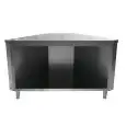 Mueble autoservicio angular interior de 90° con reserva abierta - Estructura inox con acabado scotch brite - Largo cm 156 - Ancho cm 80 - Alto cm 90