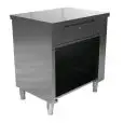 Mueble autoservicio Caja simple derecho, lado operador con cajón y cerradura - Estructura inox con acabado scotch brite - Largo cm 60 - Ancho cm 80 - Alto cm 90