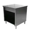 Mueble autoservicio Caja, central con cajón y cerradura - Estructura inox con acabado scotch brite - Largo cm 80 - Ancho cm 80 - Alto cm 90