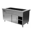 Mueble autoservicio bañomaría con reserva neutra y puertas correderas -  Cuba H 22 cm - Estructura inox con acabado scotch brite
