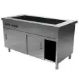 Mueble autoservicio bañomaría con reserva caliente y puertas correderas - Cuba H 22 cm - 2 temperaturas - Estructura inox con acabado scotch brite