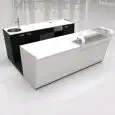BANCO BAR y RETROBANCO - MOD. START UP L2500 H951 BC - CON BARRA DE CRISTAL - N. 3 Compartimientos con refrigeración VENTILADA - Alimentación monofásica 230v/50hz - Con unidad condensadora INCORPORADA - ESPACIO PARA CAFETERA - Lavabo con mezcaldor monopal