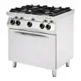 COCINA DE GAS 4 FUEGOS - MOD. CC74GFG - Horno de gas estático GN 1/1 de 4 kW - Potencia kW 19 - Dimensiones: cm L 80 x P 70 x H 90 - CE