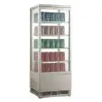EXPOSITOR REFRIGERADO PARA BEBIDAS - Mod. AK98EB - Capacidad lt. 98 - N. 1 Puerta de cristal - Ventilado - Temperatura 0/+12°C - Potencia W 180 - Alimentación monofásica - Dimensiones cm L 42,8 x P 38,6 x 111h - CE